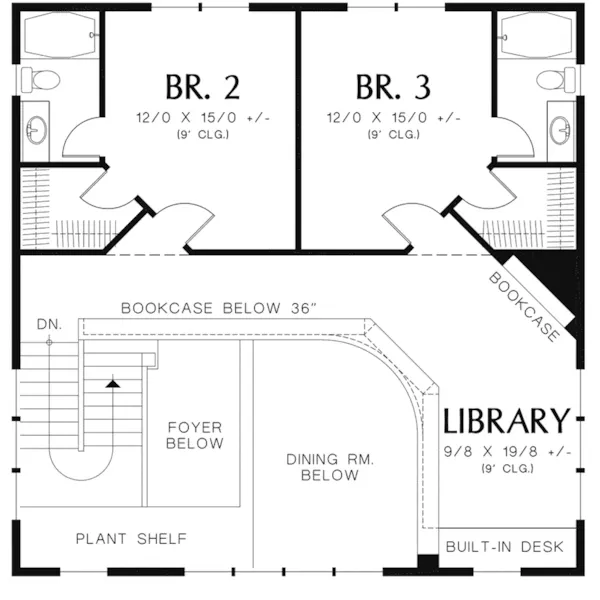 Arts & Crafts House Plan Second Floor - Patton Bay Shingle Home 011D-0197 - Shop House Plans and More