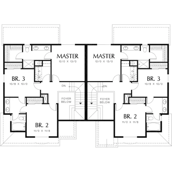 Multi-Family House Plan Second Floor - Darlington Hill Duplex 011D-0203 - Search House Plans and More