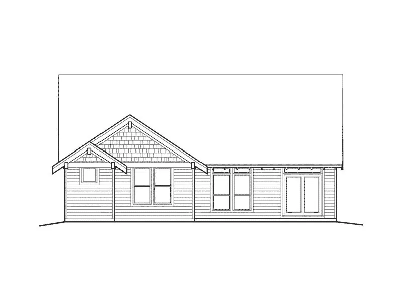 Ranch House Plan Rear Elevation - Longhurst Craftsman Ranch Home 011D-0222 - Shop House Plans and More