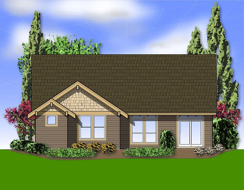 Ranch House Plan Rear Photo 01 - Longhurst Craftsman Ranch Home 011D-0222 - Shop House Plans and More