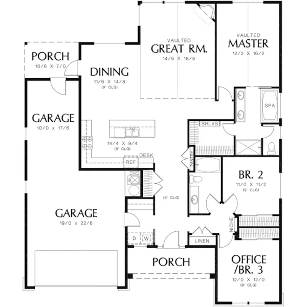 Traditional House Plan First Floor - Abbey Hollow Craftsman Home 011D-0223 - Search House Plans and More