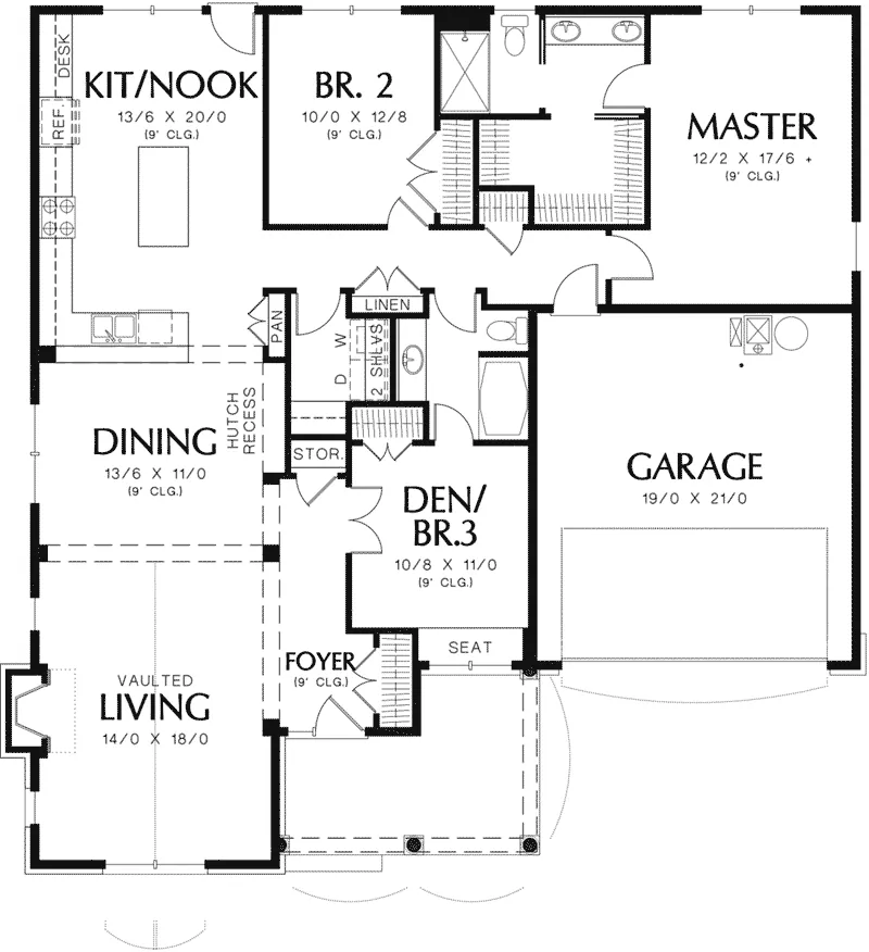 Country House Plan First Floor - Maribeth Country Ranch Home 011D-0224 - Shop House Plans and More