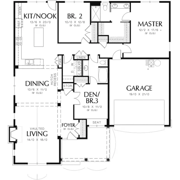 European House Plan First Floor - Maribeth Country Ranch Home 011D-0224 - Shop House Plans and More