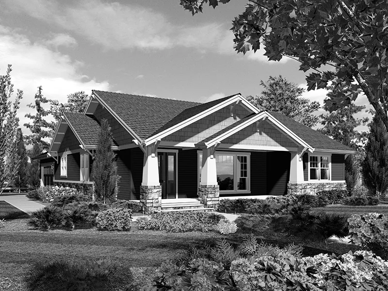 Ranch House Plan Front Image of House - Thistle Hollow Country Bungalow 011D-0225 - Shop House Plans and More