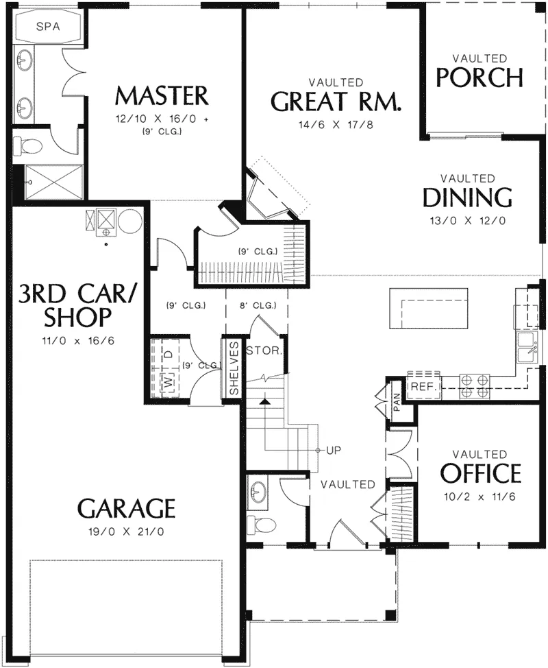 Craftsman House Plan First Floor - Sayer Cove Country Home 011D-0233 - Shop House Plans and More