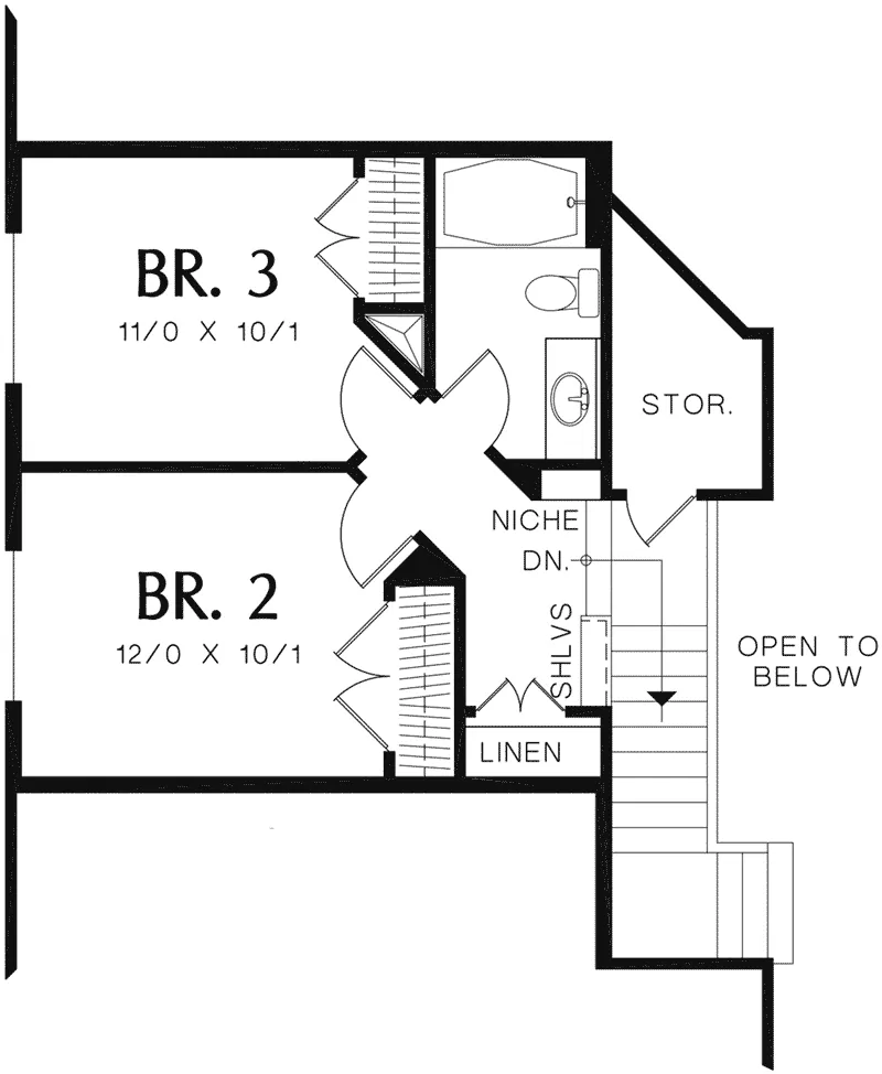 Craftsman House Plan Second Floor - Sayer Cove Country Home 011D-0233 - Shop House Plans and More