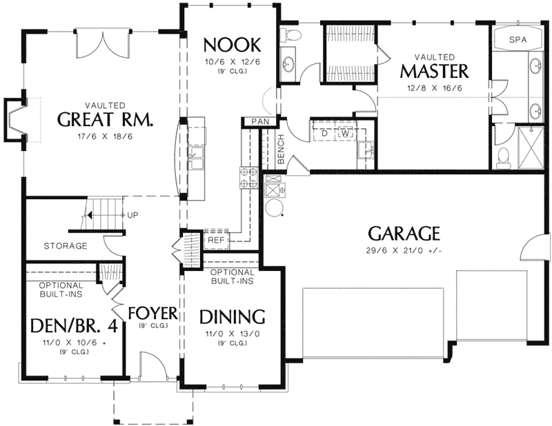 European House Plan First Floor - Dexter Creek Craftsman Home 011D-0239 - Search House Plans and More