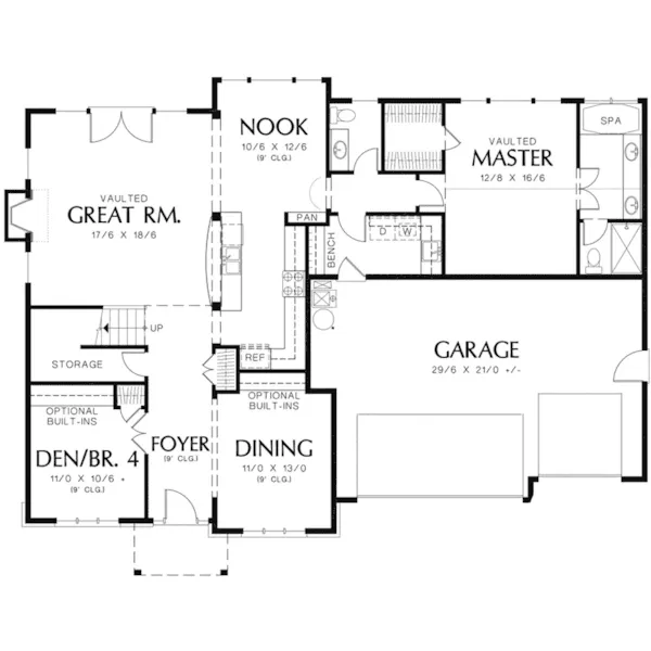 Country House Plan First Floor - Dexter Creek Craftsman Home 011D-0239 - Search House Plans and More