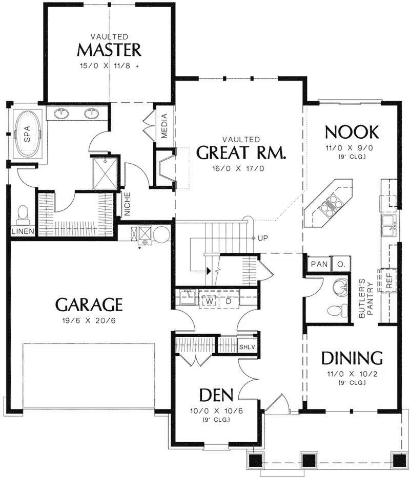 European House Plan First Floor - Timber Way Craftsman Home 011D-0243 - Shop House Plans and More