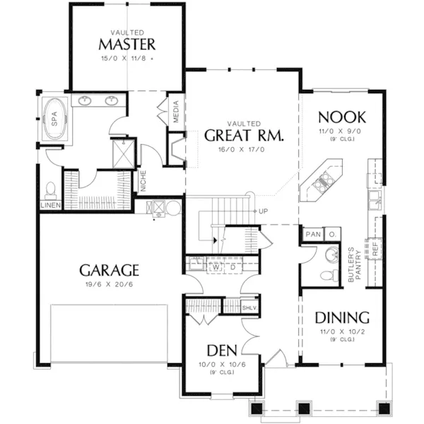 Traditional House Plan First Floor - Timber Way Craftsman Home 011D-0243 - Shop House Plans and More