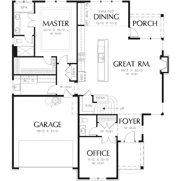 Shingle House Plan First Floor - Edie Hill Craftsman Home 011D-0246 - Search House Plans and More