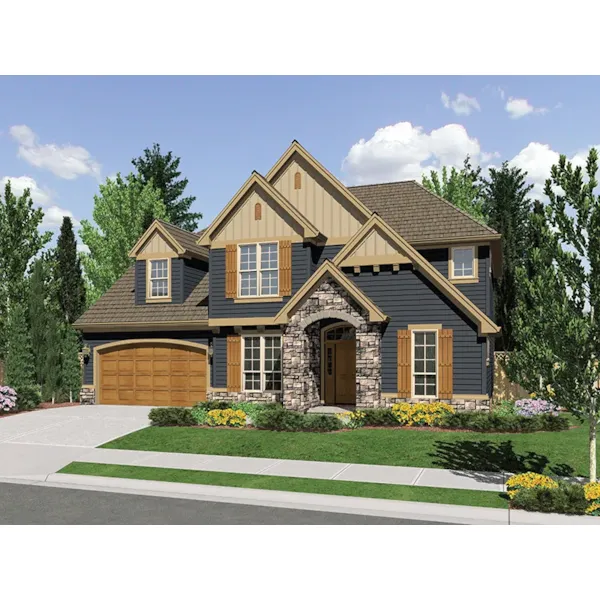 Arts & Crafts House Plan Front Image - Barker Woods Rustic Tudor Home 011D-0248 | House Plans and More