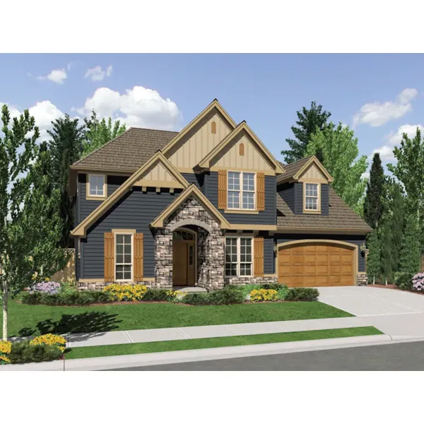 Arts & Crafts House Plan Front Image - Barker Woods Rustic Tudor Home 011D-0248 | House Plans and More