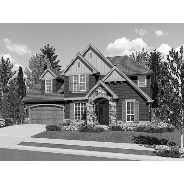 Arts & Crafts House Plan Front Image of House - Barker Woods Rustic Tudor Home 011D-0248 | House Plans and More