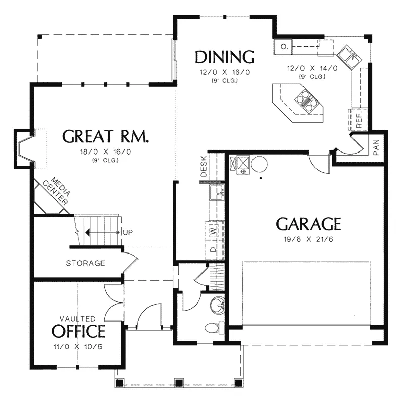 Country House Plan First Floor - Newton Creek Craftsman Home 011D-0249 - Shop House Plans and More