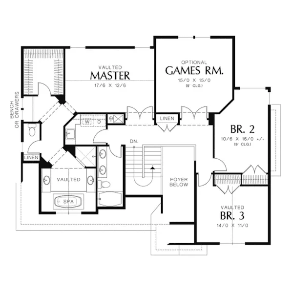 Shingle House Plan Second Floor - Ridgewynd Neoclassical Home 011D-0251 - Shop House Plans and More