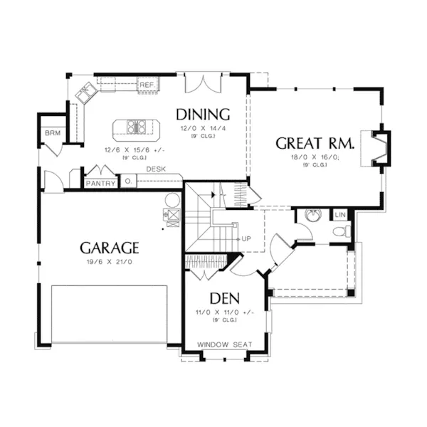 Cabin & Cottage House Plan First Floor - Macey Path Craftsman Home 011D-0252 - Shop House Plans and More