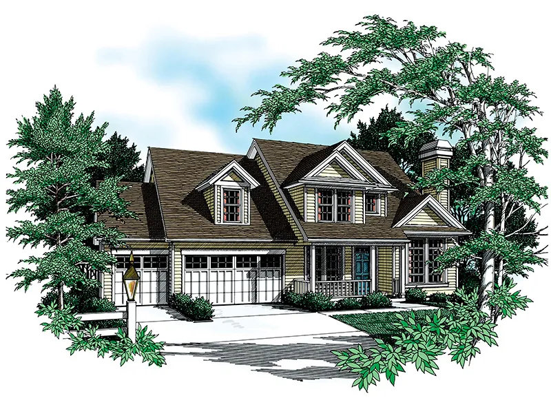 Farmhouse Plan Front Image - Ridgefield Lake Country Home 011D-0258 - Shop House Plans and More