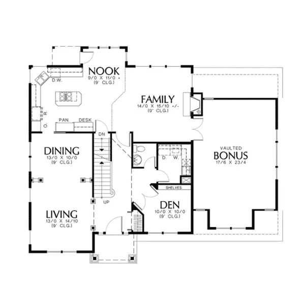 Arts & Crafts House Plan First Floor - Hewitt Bend Craftsman Home 011D-0269 - Search House Plans and More