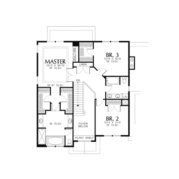 Arts & Crafts House Plan Second Floor - Hewitt Bend Craftsman Home 011D-0269 - Search House Plans and More