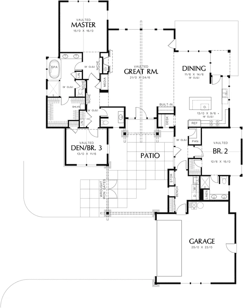 Bungalow House Plan First Floor - Sunny Top Craftsman Home 011D-0273 - Shop House Plans and More