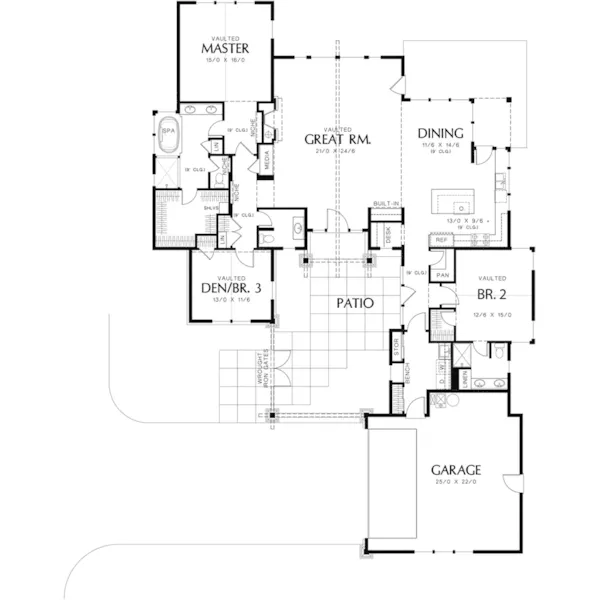 Beach & Coastal House Plan First Floor - Sunny Top Craftsman Home 011D-0273 - Shop House Plans and More