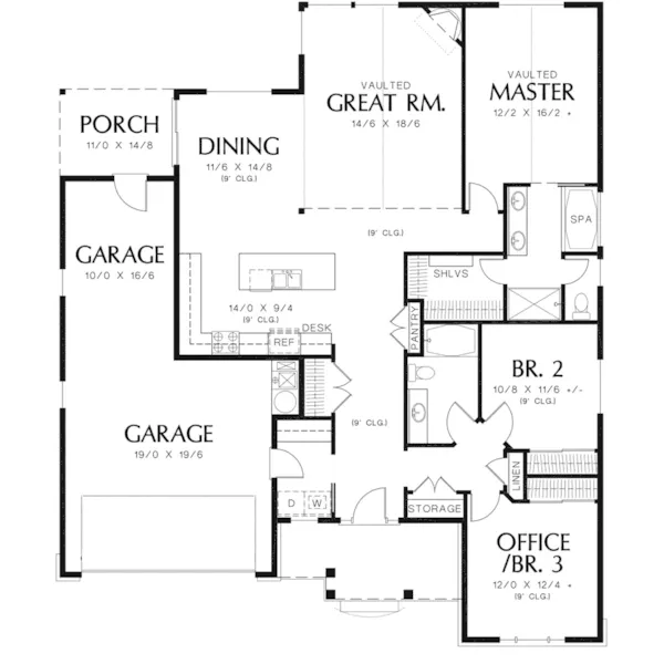 Rustic House Plan First Floor - Kerby Shingle Craftsman Home 011D-0286 - Search House Plans and More