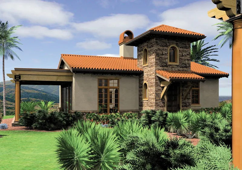 Sunbelt House Plan Front of Home - Alfredo Lago Italian Home 011D-0291 - Search House Plans and More