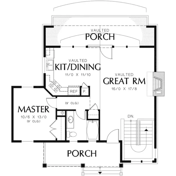 Waterfront House Plan First Floor - Nolan Hill Shingle Home 011D-0292 - Shop House Plans and More