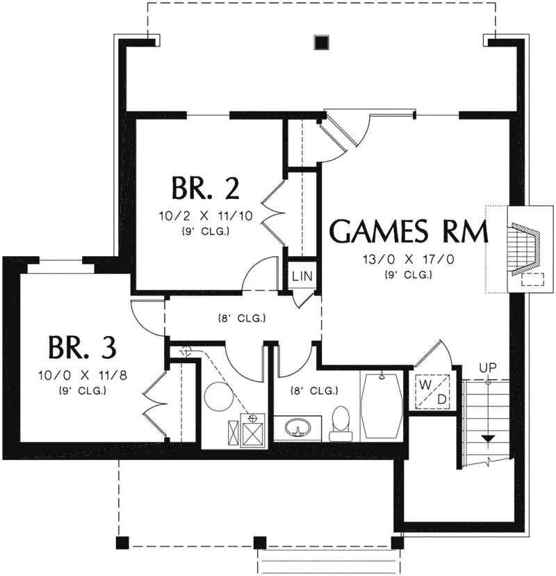 Shingle House Plan Lower Level Floor - Nolan Hill Shingle Home 011D-0292 - Shop House Plans and More