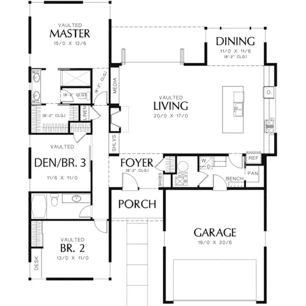 Contemporary House Plan First Floor - 011D-0293 - Shop House Plans and More