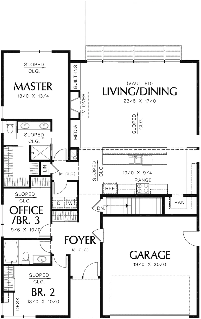 Ranch House Plan First Floor - Rocco Modern Ranch Home 011D-0304 - Shop House Plans and More