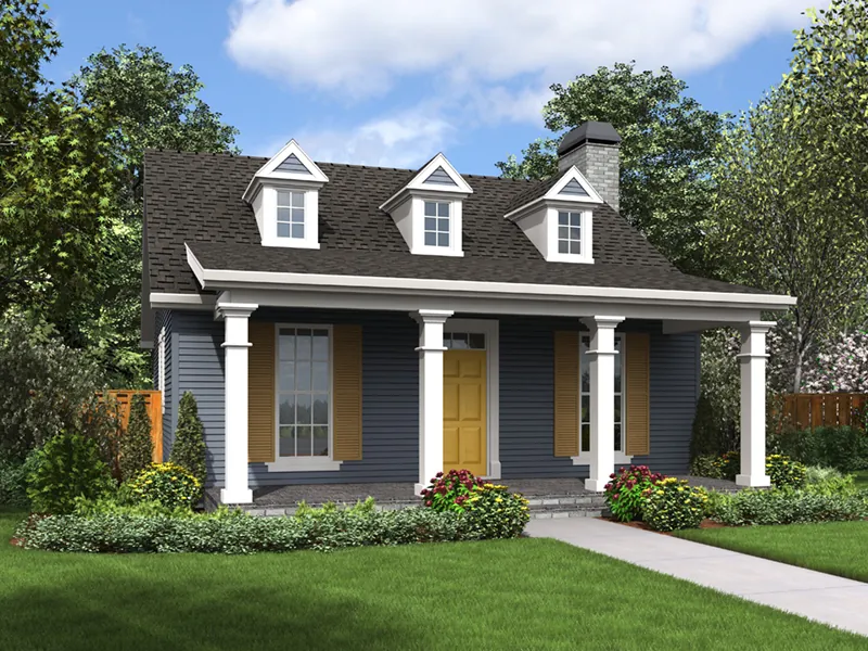 Cape Cod & New England House Plan Front of Home - Shaker Lane Small Home 011D-0316 - Shop House Plans and More
