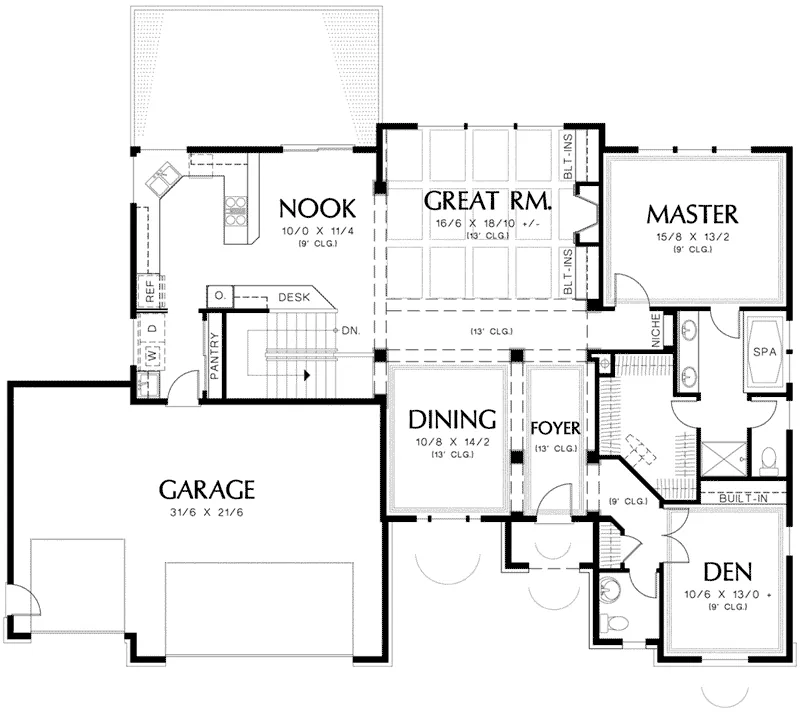 Country House Plan First Floor - Richert Ranch Home 011D-0317 - Shop House Plans and More