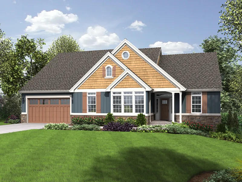 Waterfront House Plan Front of Home - Elm Creek Craftsman Home 011D-0328 - Search House Plans and More
