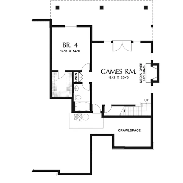 Arts & Crafts House Plan Lower Level Floor - Elm Creek Craftsman Home 011D-0328 - Search House Plans and More