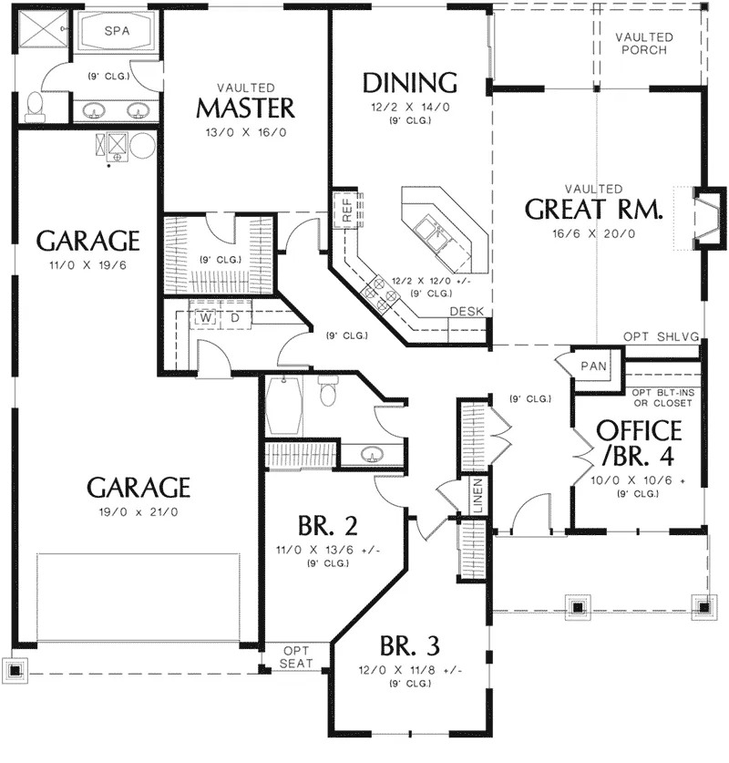 Shingle House Plan First Floor - Overlake Craftsman Home 011D-0330 - Shop House Plans and More