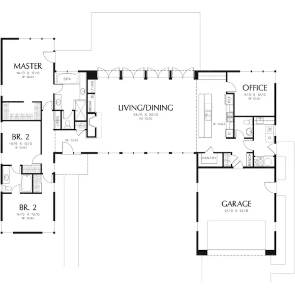 Waterfront House Plan First Floor - Cato Contemporary Home 011D-0336 - Search House Plans and More