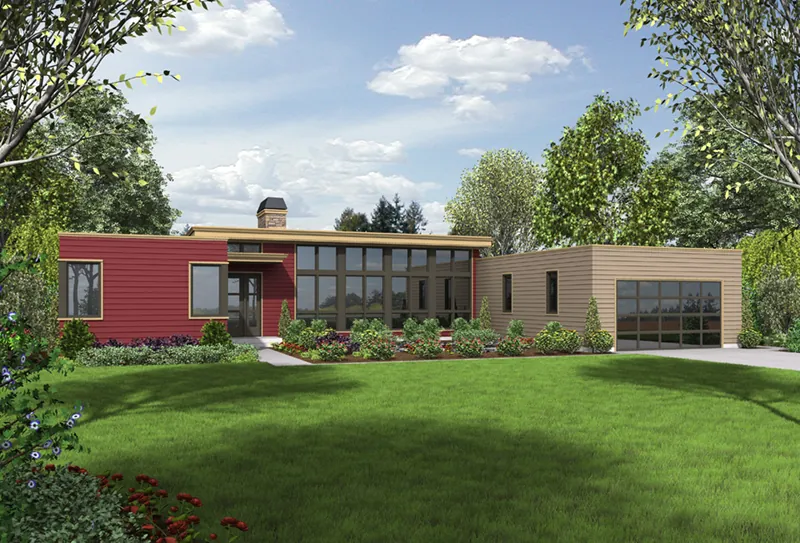 Ranch House Plan Front of Home - Cato Contemporary Home 011D-0336 - Search House Plans and More