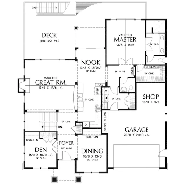 Craftsman House Plan First Floor - Chamblee Craftsman Home 011D-0340 - Search House Plans and More