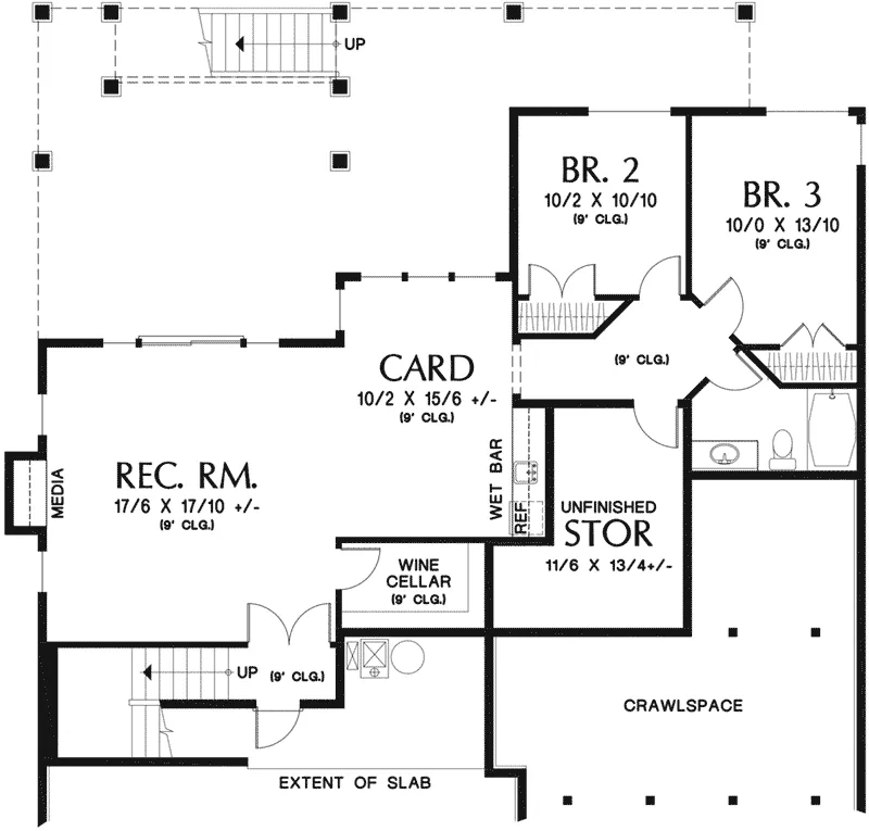 Arts & Crafts House Plan Lower Level Floor - Chamblee Craftsman Home 011D-0340 - Search House Plans and More
