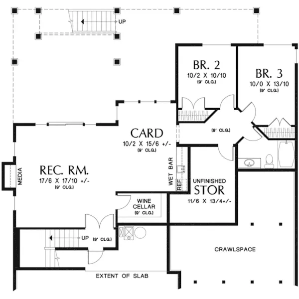 Craftsman House Plan Lower Level Floor - Chamblee Craftsman Home 011D-0340 - Search House Plans and More