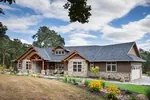 Mountain House Plan Front of Home - Leigh Lane Rustic Country Ranch House - Shop House Plans and More