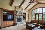 Mountain House Plan Great Room Detail Photo - Leigh Lane Rustic Country Ranch House - Shop House Plans and More