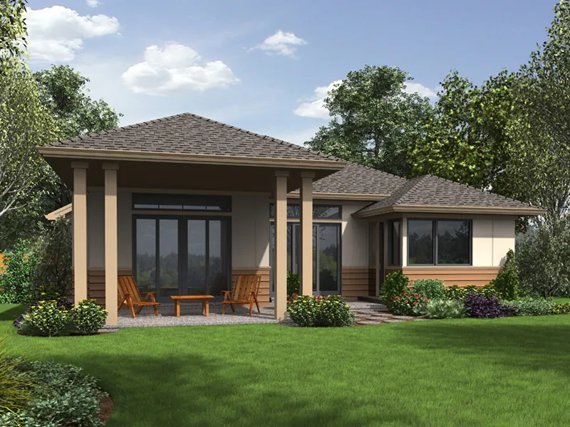 Contemporary House Plan Rear Photo 01 - Lefton Prairie Ranch Home 011D-0348 - Shop House Plans and More