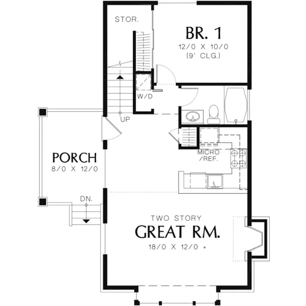 Lake House Plan First Floor - Weslan Narrow Lot Home 011D-0358 - Shop House Plans and More