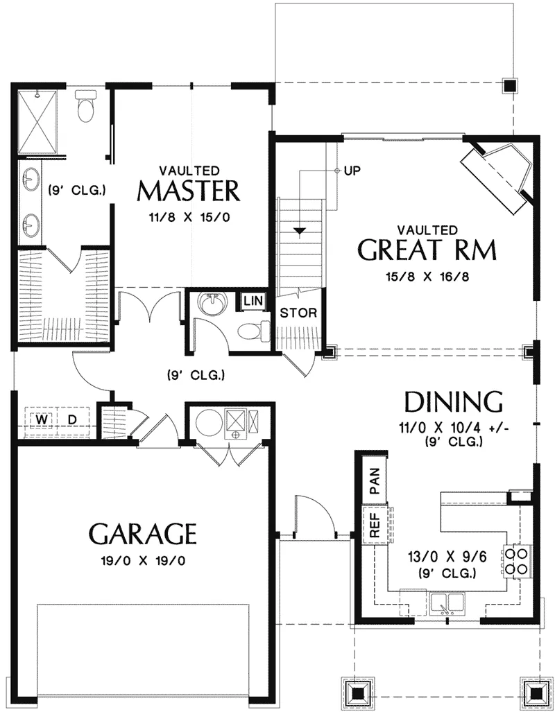 Farmhouse Plan First Floor - Meriweather Craftsman Home 011D-0376 - Shop House Plans and More