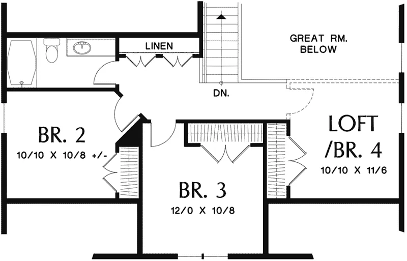 Southern House Plan Second Floor - Meriweather Craftsman Home 011D-0376 - Shop House Plans and More