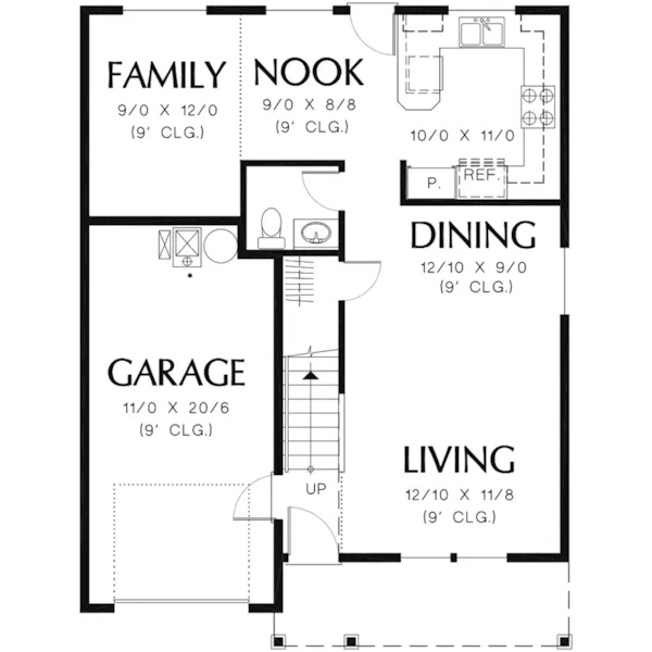 Country House Plan First Floor - Plum Valley Narrow Lot Home 011D-0378 - Shop House Plans and More