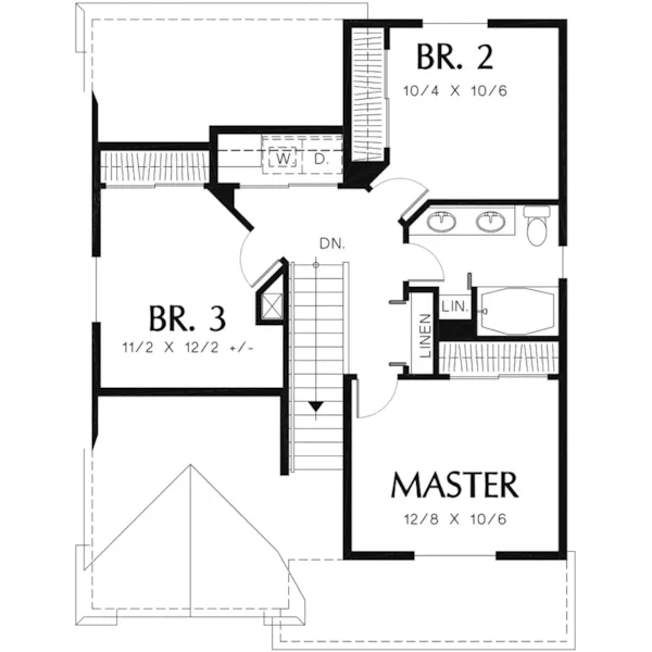 Country House Plan Second Floor - Plum Valley Narrow Lot Home 011D-0378 - Shop House Plans and More